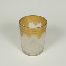 Load image into Gallery viewer, Antique French Saint Louis Acid Etched Glass Tumbler Cup, Empire Nelly Pattern, Gold Gilt Accents
