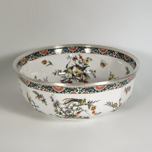 French Raynaud Limoges Porcelain Tetard Freres Silver Mounted Bowl