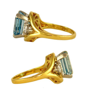 14K Gold London Blue Topaz & Diamond Ring