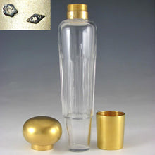 Load image into Gallery viewer, Antique French .800 Silver Gilt Vermeil Cut Crystal Opera 'Spirits' Liquor Flask
