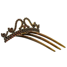 Load image into Gallery viewer, Vintage Bohemian Garnet Hair Comb Tiara Czech 900 Silver
