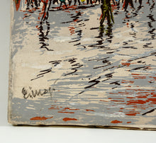 Load image into Gallery viewer, Vintage French Paris Street Scene Oil Painting Mid-Century
