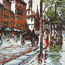 Load image into Gallery viewer, Vintage French Paris Street Scene Oil Painting Mid-Century
