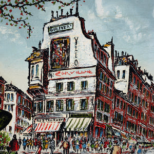 Vintage French Paris Street Scene Oil Painting