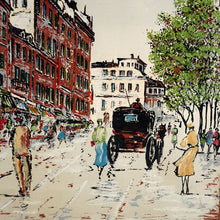 Load image into Gallery viewer, Vintage French Paris Street Scene Oil Painting
