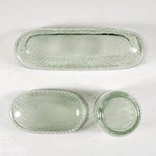 Load image into Gallery viewer, Vintage Czech Controlled Bubble Art Glass Vanity Dresser Table Set Trinket Pin Dish Tray &amp; Tumbler Cup Holder
