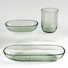Load image into Gallery viewer, Vintage Czech Controlled Bubble Art Glass Vanity Dresser Table Set Trinket Pin Dish Tray &amp; Tumbler Cup Holder
