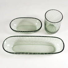 Load image into Gallery viewer, Vintage Czech Controlled Bubble Art Glass Vanity Dresser Table Set Trinket Pin Dish Tray &amp; Tumbler Cup Holder
