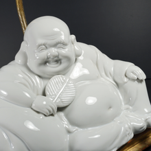Load image into Gallery viewer, Vintage Chinoiserie Blanc de Chine Porcelain Buddha Table Lamp
