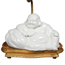 Load image into Gallery viewer, Vintage Chinoiserie Blanc de Chine Porcelain Buddha Table Lamp
