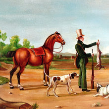 Load image into Gallery viewer, Vintage Oil Painting Portrait of a Hunting Scene With Horses &amp; Hounds
