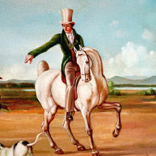 Load image into Gallery viewer, Vintage Oil Painting Portrait of a Hunting Scene With Horses &amp; Hounds
