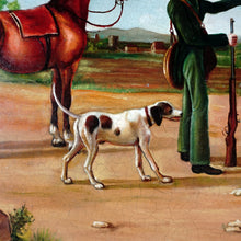 Load image into Gallery viewer, Vintage Oil Painting Portrait of a Hunting Scene With Horses &amp; Hounds
