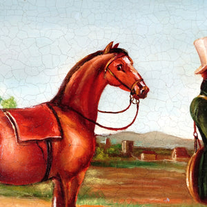 Vintage Oil Painting Portrait of a Hunting Scene With Horses & Hounds