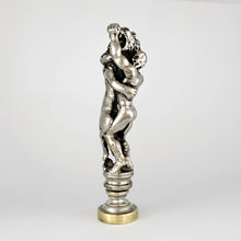 Load image into Gallery viewer, Antique French Silvered Gilt Bronze Wax Seal Hercules Lion Sculptural Desk Stamp
