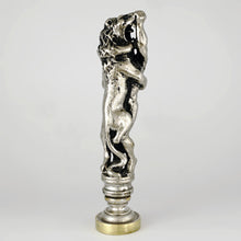 Load image into Gallery viewer, Antique French Silvered Gilt Bronze Wax Seal Hercules Lion Sculptural Desk Stamp
