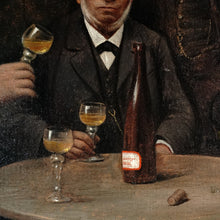 Load image into Gallery viewer, German Oil Painting Portrait of a Wine Tasting Group, Dated 1897
