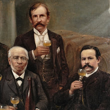 Load image into Gallery viewer, German Oil Painting Portrait of a Wine Tasting Group, Dated 1897
