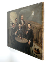 Load image into Gallery viewer, German Oil Painting Portrait of a Wine Tasting Group, Dated 1897
