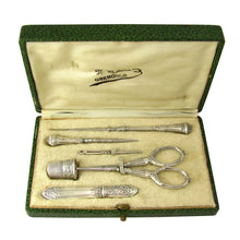 Load image into Gallery viewer, Antique French Silver Embroidery Sewing Tools, Kit, Set
