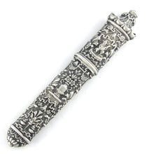 Load image into Gallery viewer, Ornate Antique French 800 Silver Repousse Chinoiserie Needle Case Sewing Etui
