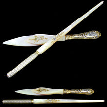Load image into Gallery viewer, Antique French Silver &amp; Mother of Pearl Writing Calligraphy Set
