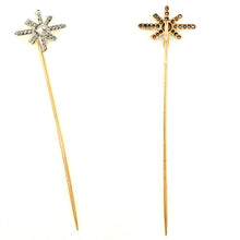 Load image into Gallery viewer, Antique French 18K Yellow Gold &amp; Platinum Diamond Star Stickpin Brooch
