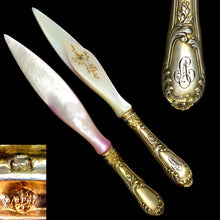 Load image into Gallery viewer, Antique French Silver &amp; Mother of Pearl Writing Calligraphy Set
