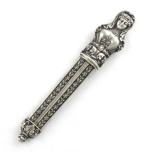 Antique French .800 Silver Figural Roman Lady Sewing Needle Case Etui