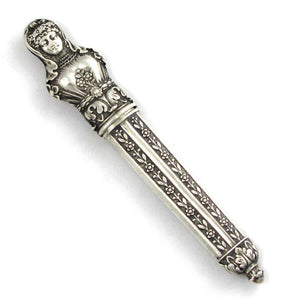 Antique French .800 Silver Figural Roman Lady Sewing Needle Case Etui