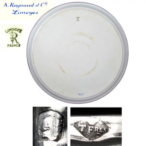 14pc Rare French Sterling Silver Raynaud Limoges Porcelain Dessert Service, Plates, Large Tray & Bowl