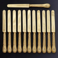 Load image into Gallery viewer, 36pc ODIOT French Sterling Silver 18k Gold Vermeil Armorial Flatware
