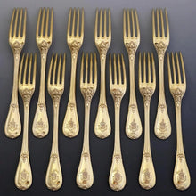 Load image into Gallery viewer, 36pc ODIOT French Sterling Silver 18k Gold Vermeil Armorial Flatware
