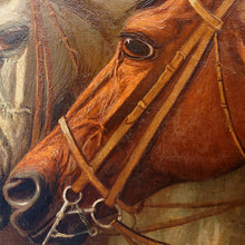 Load image into Gallery viewer, Antique Horse Portrait Oil Painting Equestrian Thoroughbred, dated 1884
