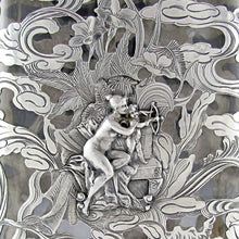 Load image into Gallery viewer, Antique Art Nouveau GORHAM Sterling Silver Overlay Flask, Figural Lady &amp; Cherub
