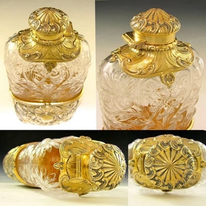 Antique Art Nouveau GORHAM Sterling Silver & Glass Flask,