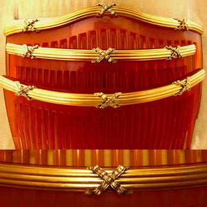 Antique French 18K Gold 3 Piece Hair Comb Set in Original Presentation Box Retailed by CLERC