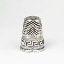 Load image into Gallery viewer, Antique French .800 Silver Sewing Thimble, Greek Key Design
