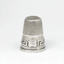 Load image into Gallery viewer, Antique French .800 Silver Sewing Thimble, Greek Key Design

