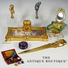 Load image into Gallery viewer, Antique French Art Nouveau Bronze &amp; Marble Inkwell, Inkstand, Signed A. Marionnet
