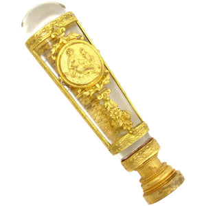 Antique French Empire Crystal Gilt Bronze Ormolu Wax Seal / Desk Stamp