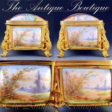 Load image into Gallery viewer, Antique French gilt bronze jewelry box with enamel plaques
