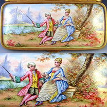 Load image into Gallery viewer, Antique French enamel portrait plaques, gilt bronze jewelry box
