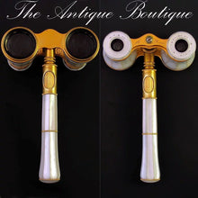 Load image into Gallery viewer, Antique French Lemaire Paris Mother of Pearl Opera Glasses with Extending Lorgnette Handle

