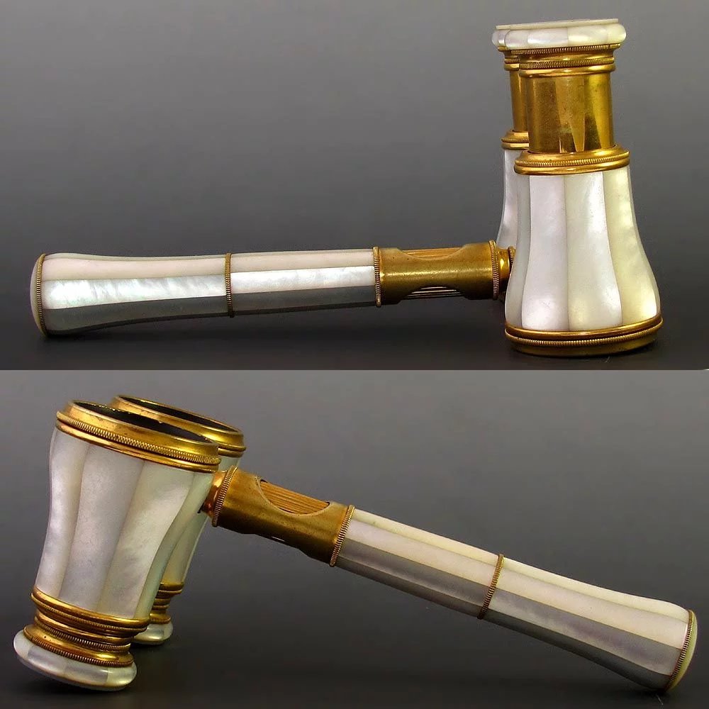 Vintage telescope Opera Glasses Mother of Pearl & Handle Brass Fittings France e Vintage telescope Opera Glasses Mother of Pearl & Handle Brass Fittings France e