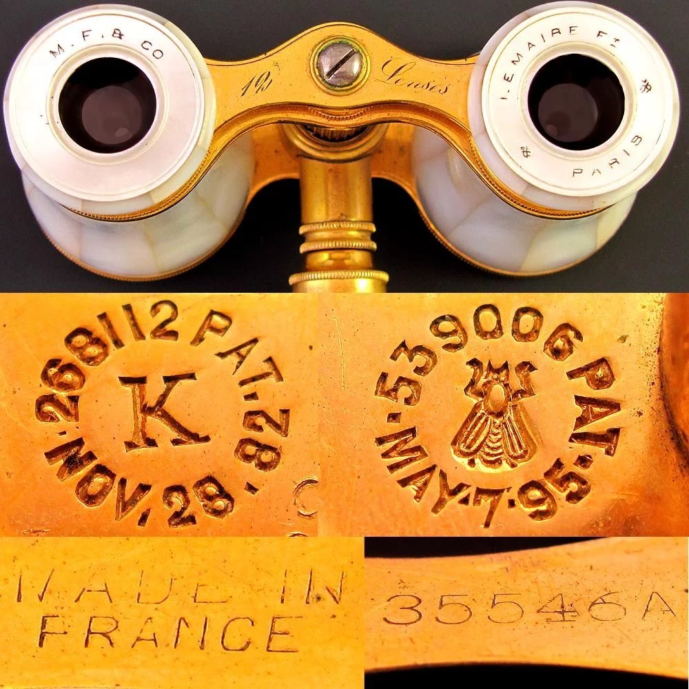 Lotto Di 4 Occhiali Da Opera Vintage, Madreperla E Manico Ottone, 3x, Fabbricati A Mano In India - Foto 3