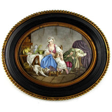 Load image into Gallery viewer, Antique enamel portrait depicting a mother and her children

