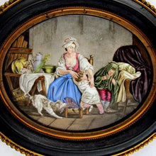 Load image into Gallery viewer, Antique French enamel on copper portrait, depicting a mother and her children
