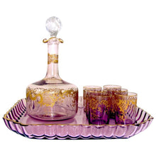 Load image into Gallery viewer, Antique French Saint Louis Crystal Rare Purple Color Gilded Liquor Set: Decanter, Cordial Glasses &amp; Tray

