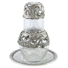 Load image into Gallery viewer, Antique French Sterling Silver glass bedside water carafe set, Tumble Up
